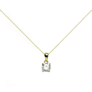 Cadena y Colgante 4 grapas con Circonita en Oro Amarillo de 18 Kilates