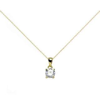 Cadena y Colgante 4 grapas con Circonita en Oro Amarillo de 18 Kilates