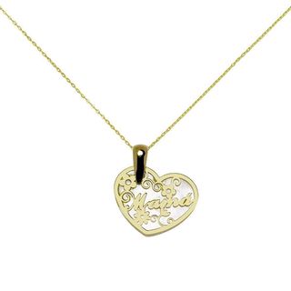 Cadena y Colgante Mamá en Nacar y Oro Amarillo 9 Kilates