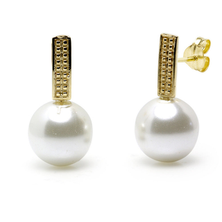 Pendientes Largos Perla en Oro Amarillo 9 Kilates