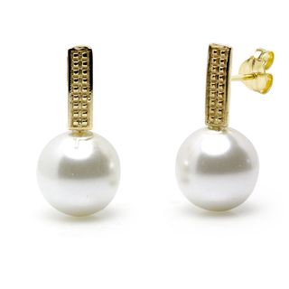 Pendientes Largos Perla en Oro Amarillo 9 Kilates