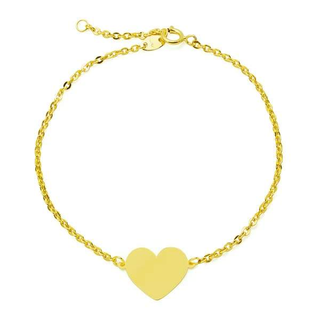 Pulsera Corazón Liso en Oro Amarillo 9 Kilates