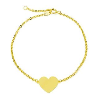 Pulsera Corazón Liso en Oro Amarillo 9 Kilates