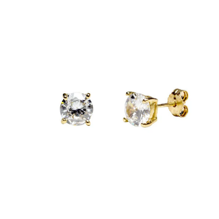 Pendientes redondos con Circonitas en Oro Amarillo 9 Kilates