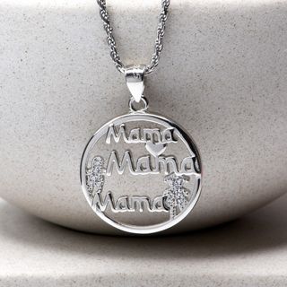 Colgante Mamá y Tres Niños con Circonitas en Plata