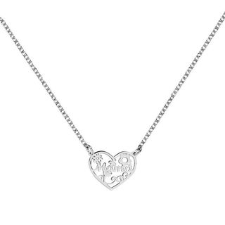 Cadena y Colgante Mamá Corazón Calado en Plata