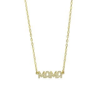 Cadena y Colgante Mama con Circonitas en Plata Bañada en Oro