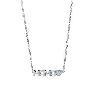 Cadena y Colgante Mama Corazón con Circonitas en Plata