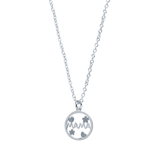 Cadena y Colgante Mamá Circulo Calado en Plata