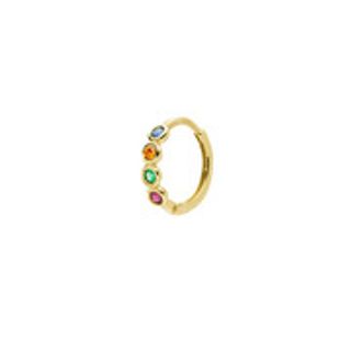 Piercing Aro con Circonitas Multicolor en Oro Amarillo 9 Kilates