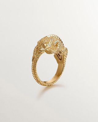 Anillo De Plata 925 Bañada En Oro Amarillo De 18K Con Camaleón Pequeño (J05526-02) Talla 15