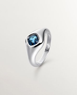 Anillo De Sello De Plata 925 Con Topacio Azul London (J05615-01-Lb) Talla 13