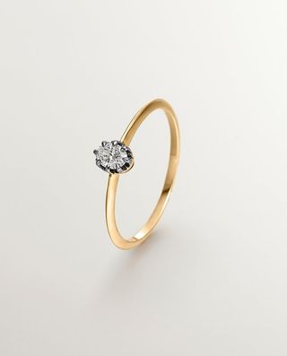 Anillo De Oro Amarillo De 18K Con Efecto Envejecido Y Diamante En Talla Oval (J05648-08-18K-I2) Talla 11