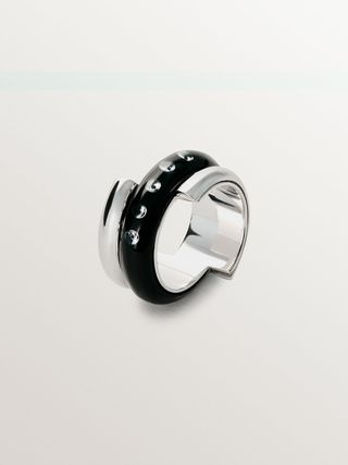 Anillo De Plata 925 Con Esmalte Negro Y Circones Suspendidos En Resina (J05826-01-Zi-Bre) Talla 13