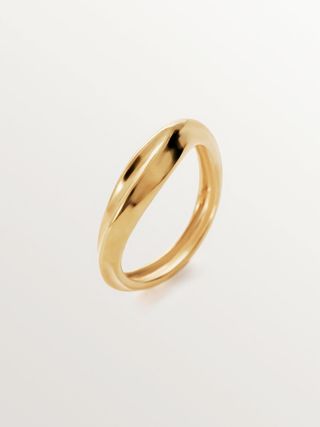 Anillo De Plata 925 Bañada En Oro Amarillo De 18K Con Textura(J05968-02) Talla 13