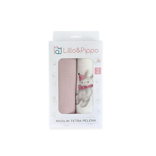 Lillo&Pippo muslin pelena 2/1 ,A079949-PUDERROZE