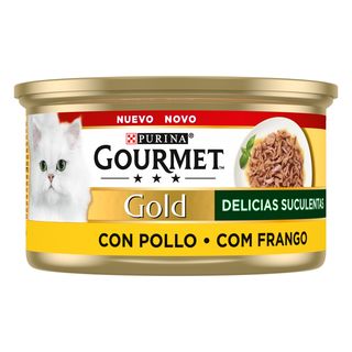 0.085 KG Gourmet Gold Delicias Suculentas Pollo en Salsa lata para gatos