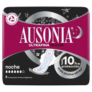 Pensos Higiénicos com Abas Noite Ultrafina Ausonia 8 UN