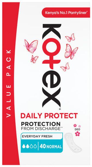 Kotex Daily Protect Deodorised Panty Liners, 40 Pieces