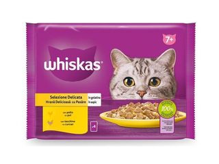 Whiskas Para Gatos Senior Selección Aves en Gelatina 4x85g