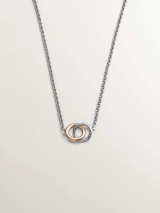 Colgante De Plata 925 Y Plata 925 Bañada En Oro Rosa De 18K Con Círculos Entrelazados (J02079-05_St) Talla Única