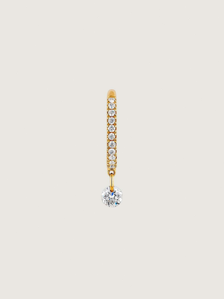 Pendiente Individual De Aro Pequeño De Oro Amarillo De 18K Con Diamantes (J04424-02-H_St) Talla Única