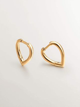 Pendientes Con Forma De Gota De Plata 925 Bañada En Oro Amarillo De 18K (J04647-02_St) Talla Única