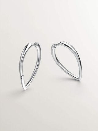 Pendientes De Aro Grandes De Plata 925 Con Forma De Gota (J04646-01_St) Talla Única