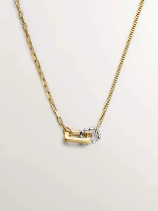 Colgante Bicolor De Plata 925 Y Plata 925 Bañada En Oro Amarillo De 18K Con Formas Geométricas (J04916-09_St) Talla Única