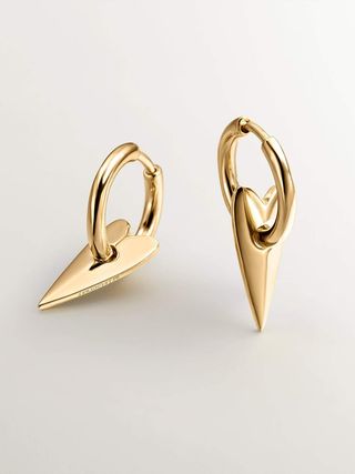 Pendientes De Aro Pequeños De Plata 925 Bañada En Oro Amarillo De 18K Con Corazón (J04942-02_St) Talla Única