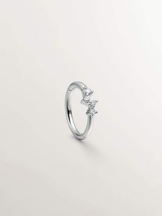 Pendiente Individual Pequeño De Aro De Oro Amarillo De 9K Con Diamantes (J04958-01-H_St) Talla Única