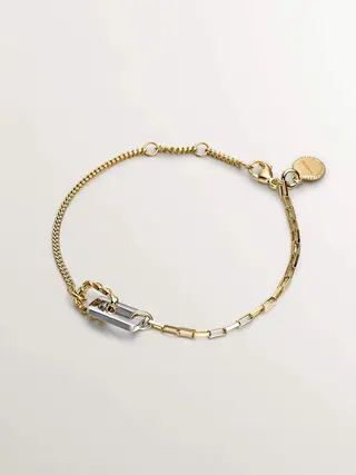 Pulsera De Plata 925 Y Plata 925 Bañada En Oro Amarillo De 18K (J04914-09_St) Talla Única