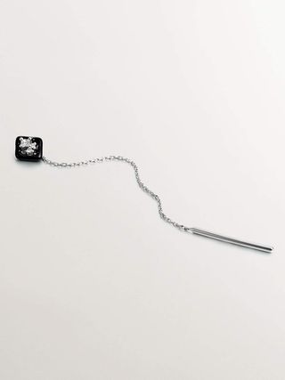 Pendiente Individual Move Largo Cadena Oro Blanco 18Kt Rombo Negro Diamantes  (J05114-01-Blkena-H_St) Talla Única