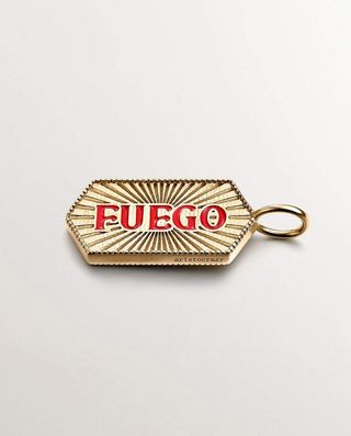 Charm De Plata 925 Bañada En Oro Amarillo De 18K Fuego Con Esmalte Rosa (J05606-02-Pkena_St) Talla Única