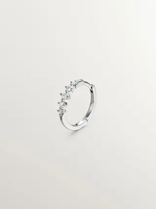 Pendiente Individual De Aro De Oro Blanco De 18K Con Diamantes 0,016 Cts (J04008-01-H-I2_St) Talla Única