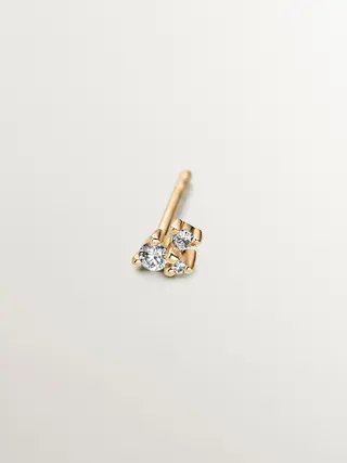 Pendiente Individual De Oro Amarillo De 9K Con Diamantes  (J04956-02-H-18K-I2_St) Talla Única