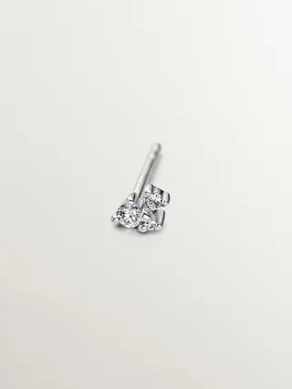 Pendiente Individual De Oro Blanco De 18K Con Diamantes  (J04956-01-H-18K-I2_St) Talla Única