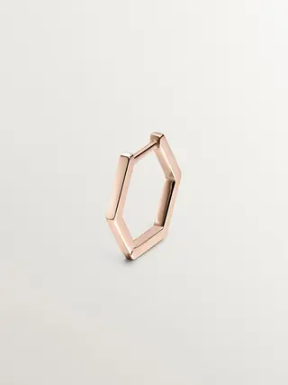 Pendiente Individual De Aro De Oro Rosa De 9K Con Forma Hexagonal (J05129-03-H_St) Talla Única