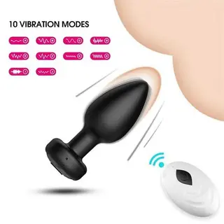 Plug Anal vibrant télécommandé en silicone - Noir