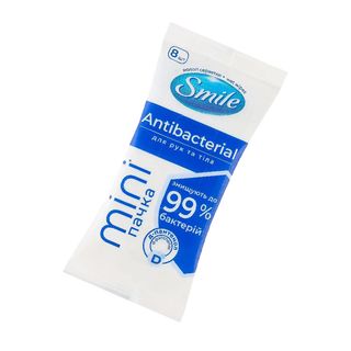 Серветка волога SMILE MINI Antibacterial мікс 8шт