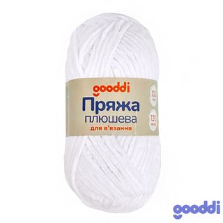 Пряжа плюшева Gooddi 50 г Біла 301 - [1224451]