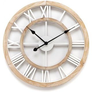 HORLOGE MURALE RONDE BOIS CHIFFRE ROMAIN D49.5*3.5*49.5CM-C3H1013