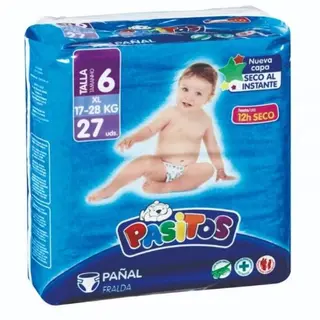 Pañal Pasitos Talla 6 17-28 Kg 27 Unidades
