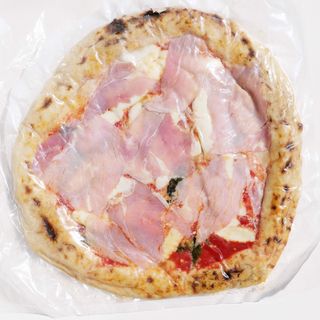 Pizza margarita con jamón cocido ecológica