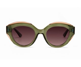Anne - Shiny Green/Pink With Burgundy Gradient Lneses (Flat Lenses)