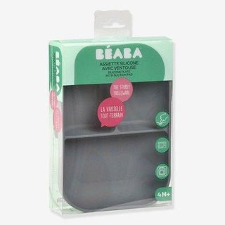 Suavinex (Beaba) Plato Dividido Silicona Gris Mineral +4 M