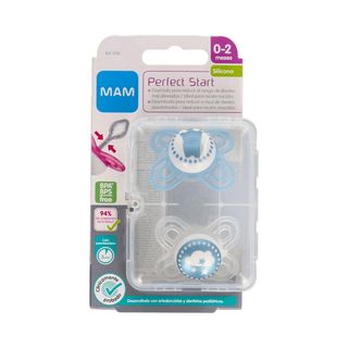 CHUPETE SILICONA MAM PERFECT START 0 -2 MESES A PACK DOBLE