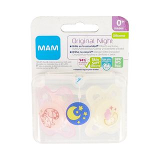 CHUPETE MAM OR NIGHT 0+ 2UD RS