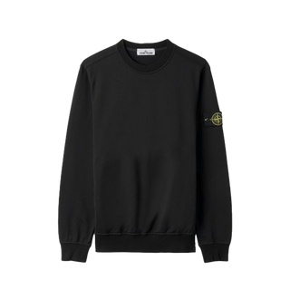 Stone Island Brushed Cotton Fleece Crewneck Sweater Black Black / M