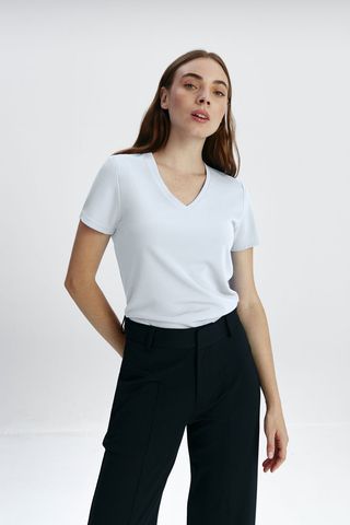 Camiseta cuella pico blanca mujer XL